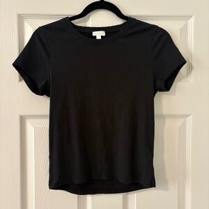 LYR by Splendid Women’s Black Ribbed T Shirt Short Sleeve Size M Modal Cotton